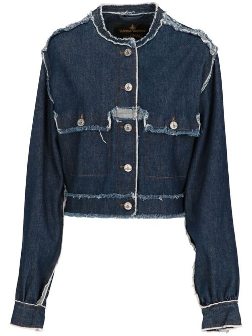 2000s distressed denim jacket - Blue
