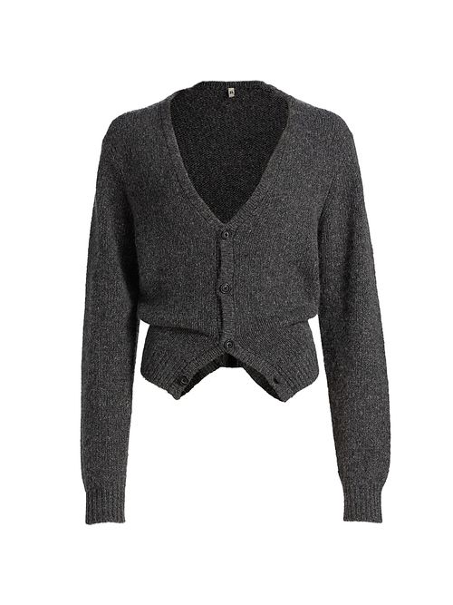 Women's Cashmere Split-Hem Cardigan - Charcoal Grey