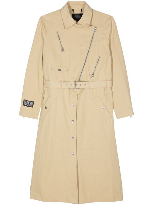 Incognito Biker twill trench coat - Neutrals