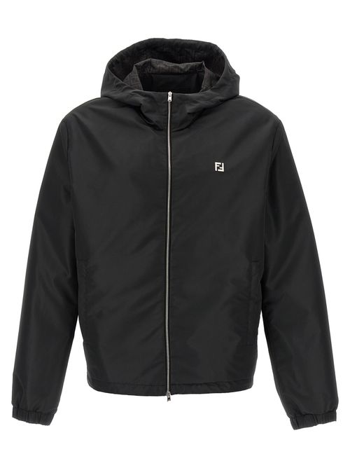 Logo-Print Polyester Shell Jacket — Black
