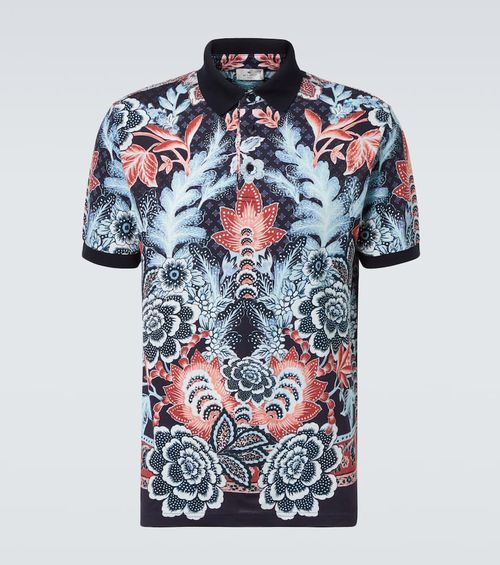 Paisley cotton piqué polo shirt