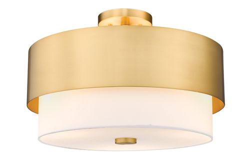 Modern Gold Three Light Semi Flush Mount from the Counterpoint Collection