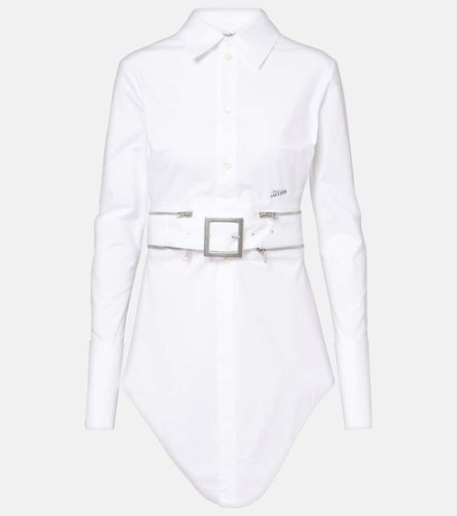 Belted cotton-blend shirt dress