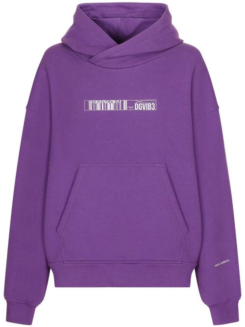 Slogan-print cotton hoodie - Purple