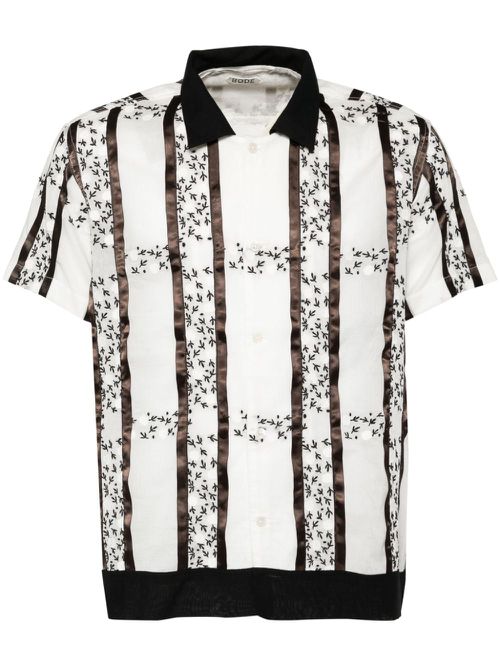 Lattice sprig short-sleeved shirt - White