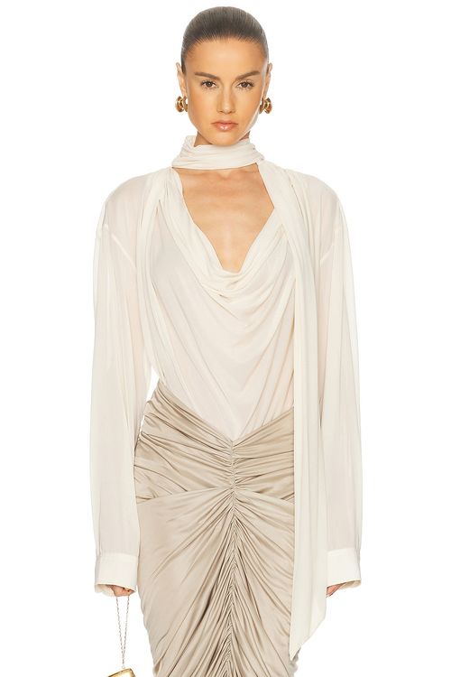 Atlein Long Sleeve Top in Ivory - Ivory. 36 also