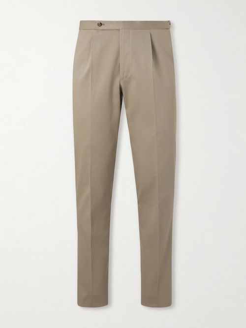 Straight-Leg Cotton-Blend Twill Trousers