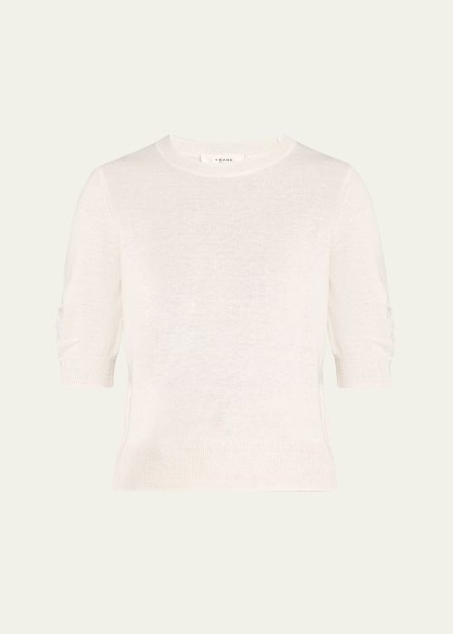 Gathered Short-Sleeve Sweater