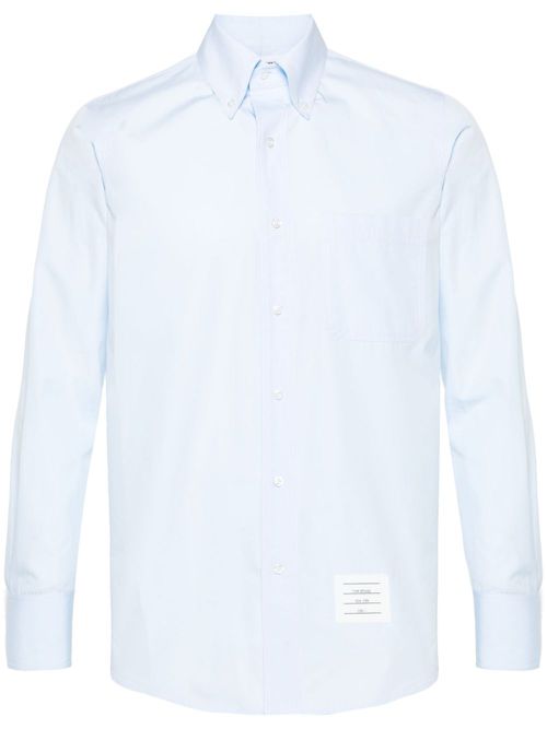 Pointed-collar cotton shirt - Blue