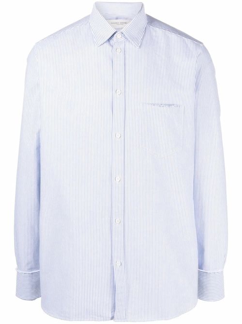 Striped Button-Front Shirt with Double Gold Star Detail