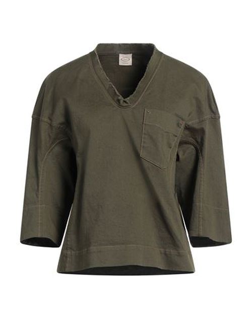 Tod's Woman Top Military green Size L Cotton, Elastane
