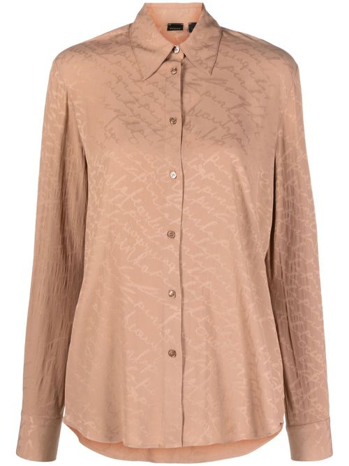 Logo-print satin-finish shirt - Neutrals