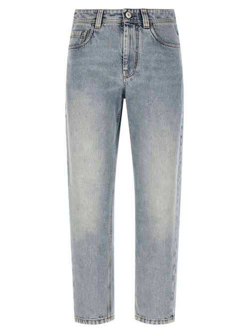 Baggy Tapered Denim Jeans — Blue