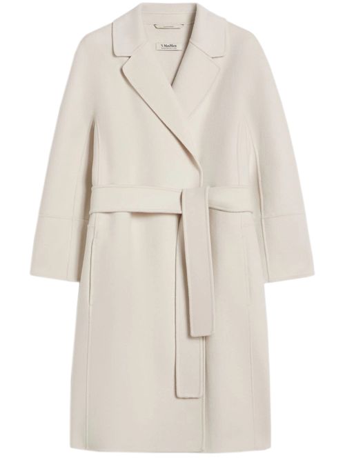 Virgin Wool Belted Coat with Small Lapel Collar and Kimono & Raglan Sleeves