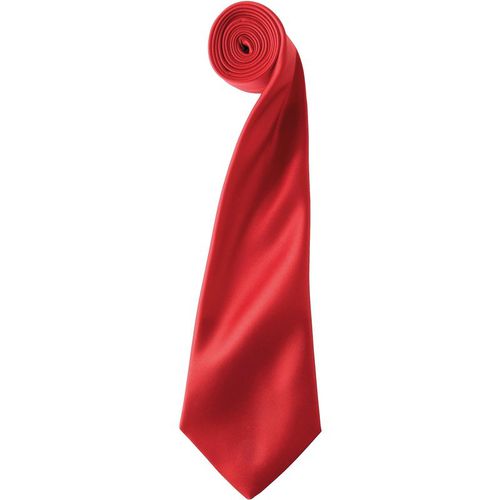 Premier Mens Plain Satin Tie (Narrow Blade) (Red) - One Size