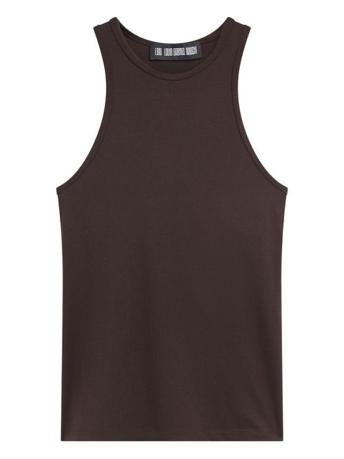 Cross-back sleeveless top - Brown