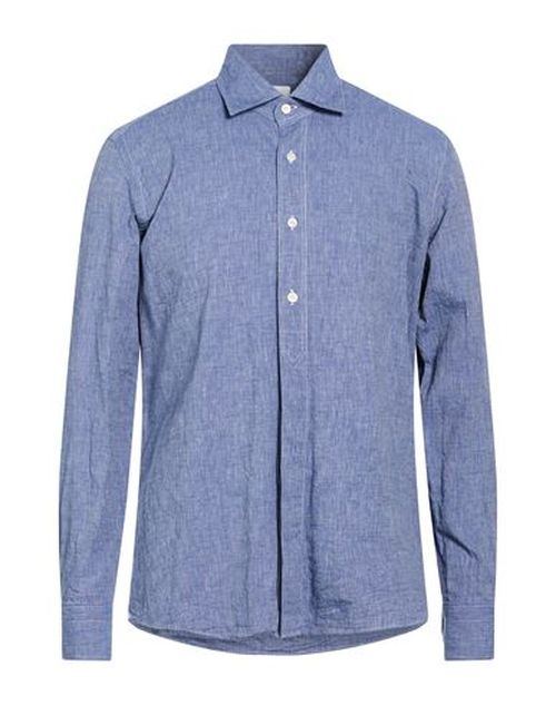 Man Shirt Blue Size 17 Cotton, Linen