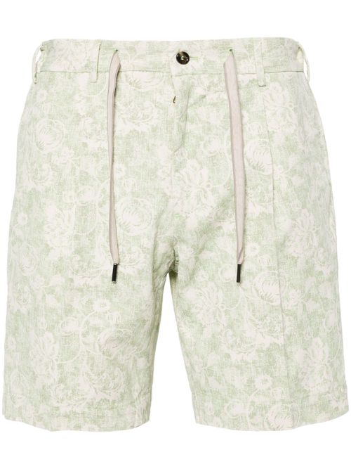 Floral-print cotton bermuda shorts - Green