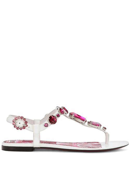 Majolica-print crystal-embellished sandals - White