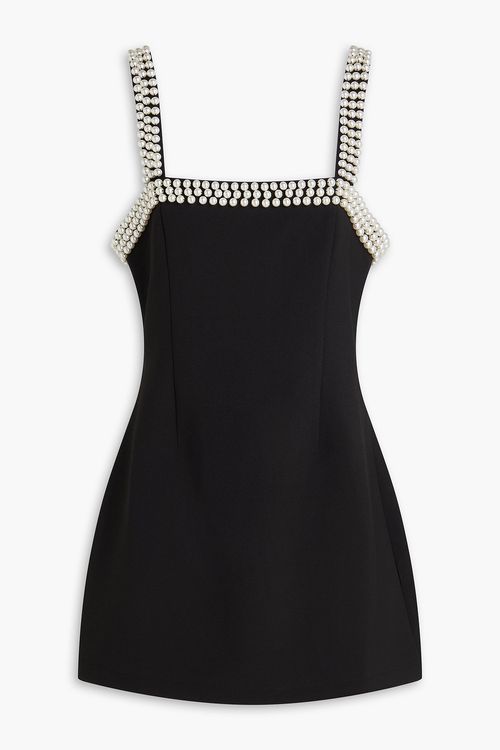 Bead-embellished crepe mini dress - Black - M