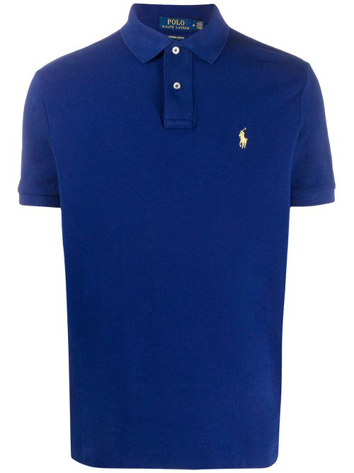 Embroidered-logo polo shirt - Blue