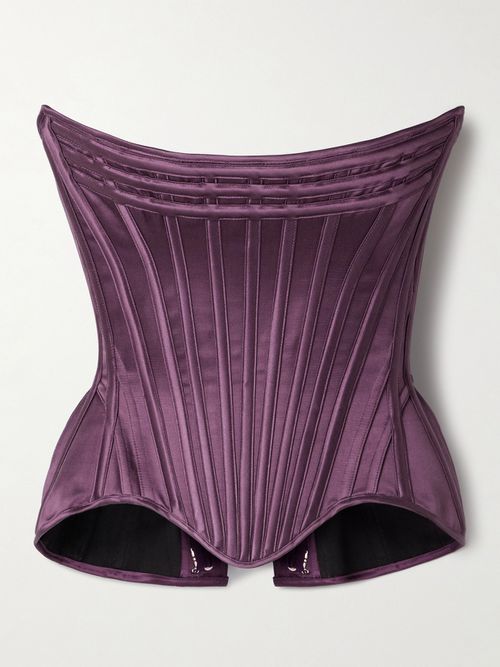 Wasp Strapless Cotton And Silk-blend Satin Bustier Top - Purple