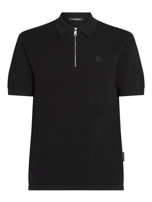 Zip-up polo shirt - Black