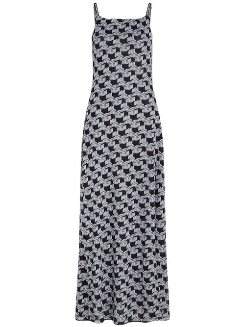 Monogram-print mesh maxi dress - Grey