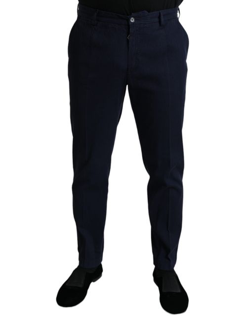 Cotton Stretch Slim Fit Trousers — Navy