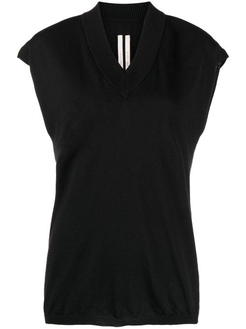 V-neck wool top - Black