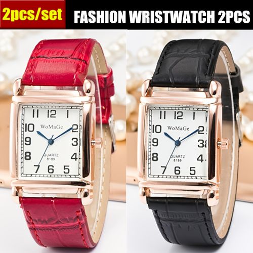 TEMU 2pcs/set Of Women's Fashion Watches, Popular Elegant Watches, Best Gift black + Red