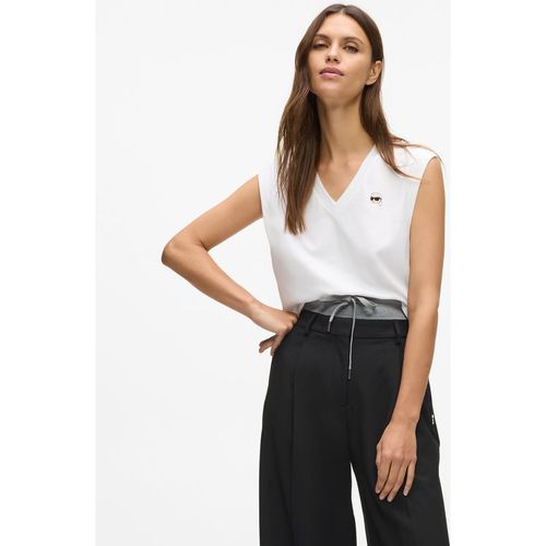 Karl Lagerfeld - Ikon Tanktop Mit V-ausschnitt, Damen, Weiss, Größe