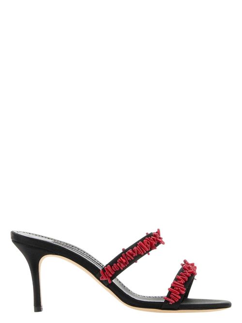 Manolo Blahnik Women's Satin Clorette Mules in Black | Size 37 | CLORETTENU1242680 Color BLCKYOTH