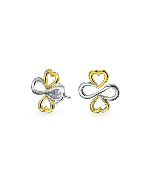 Ayllu Amulet Talisman Inspirational Intertwine Symbol Heart Infinity Clover For Love Luck Unity Stud Earrings Rose Gold Plated .925 Ster