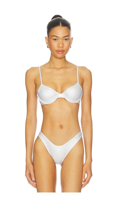 FAE Gigi Bikini Top in Metallic Silver. - L also in