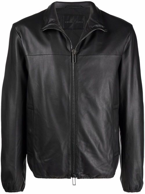 Zipped leather jacket - Black