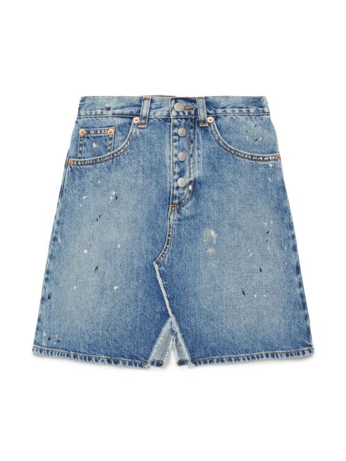 Paint-splatter denim skirt - Blue