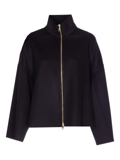 Merino Wool High-Neck Jacket — Black