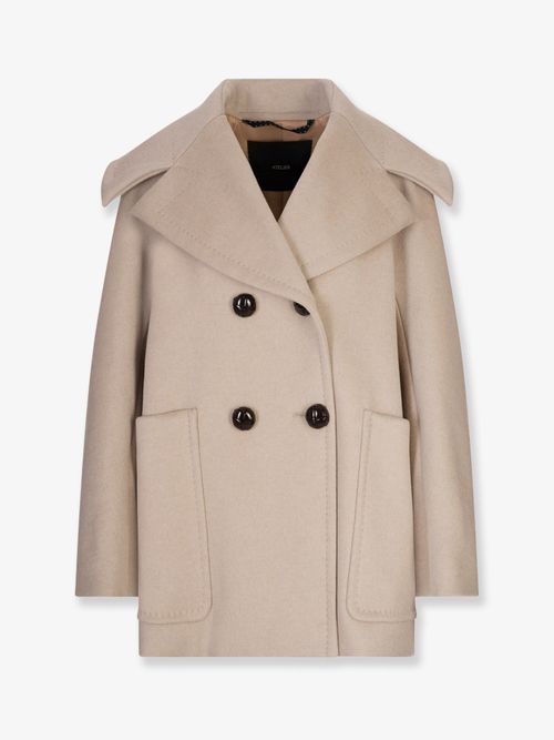 Double-Breasted Cashmere Coat — Beige