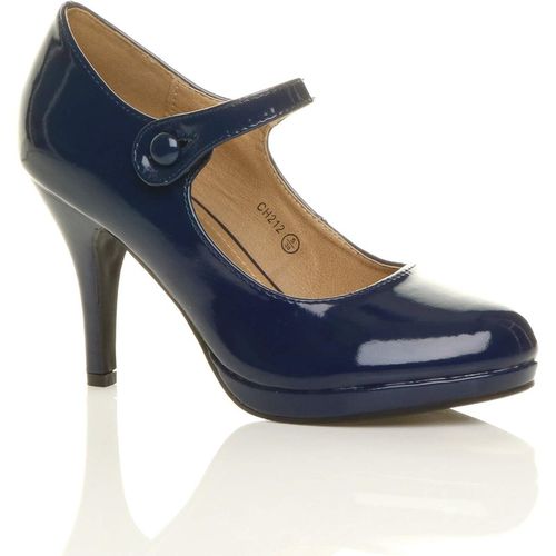 High Slim Heel Mary Jane Patent Court Shoes