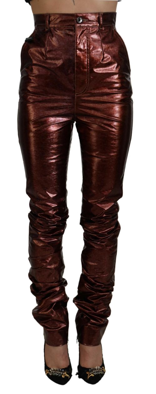 Metallic High-Waist Skinny Jeans — Bronze