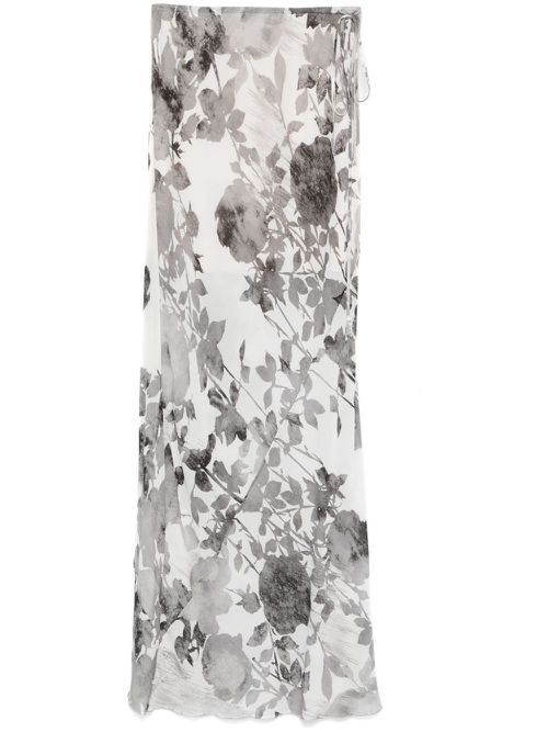 Flower-print maxi skirt - Grey