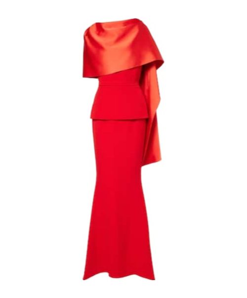 Evangelina caped crepe gown