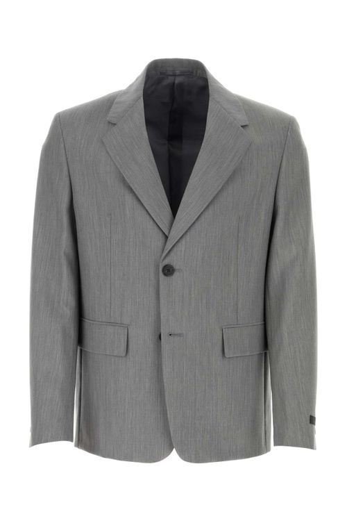 Melange Wool Blend Blazer — Gray