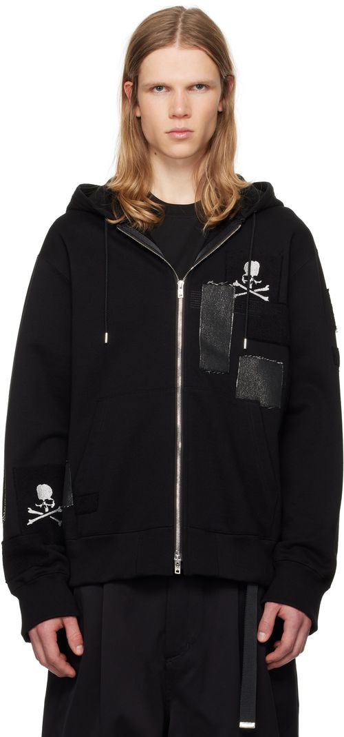 MASTERMIND WORLD Black Patchwork Full-Zip Hoodie