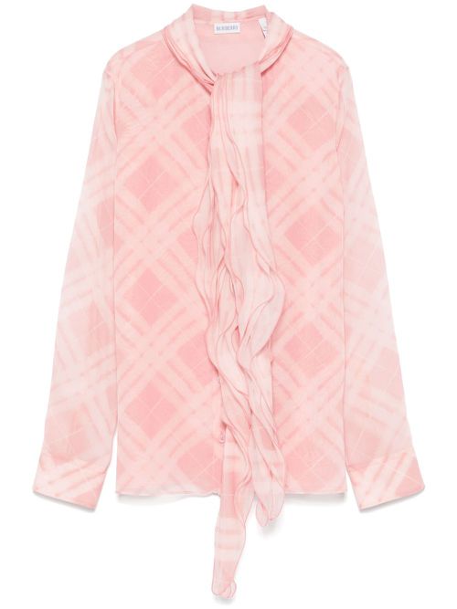 Burberry check-pattern silk blouse - Pink