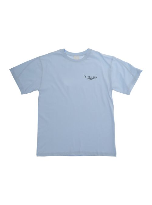 Crew Neck T-Shirt with Front Logo in Blue Cotton for Kids Light Tshirts And Polo Shirts - Kids