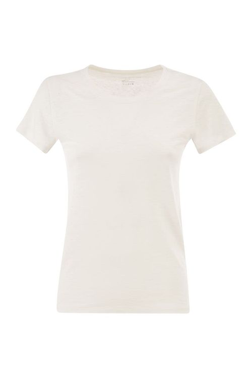 Majestic Stretch Linen T-Shirt With Round Neckline