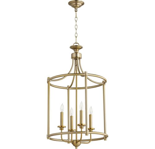 Quorum Rossington 4-Light 18" Foyer Light in Aged Bra