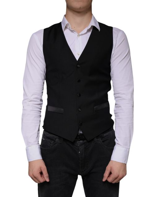 Virgin Wool Blend Vest — Black